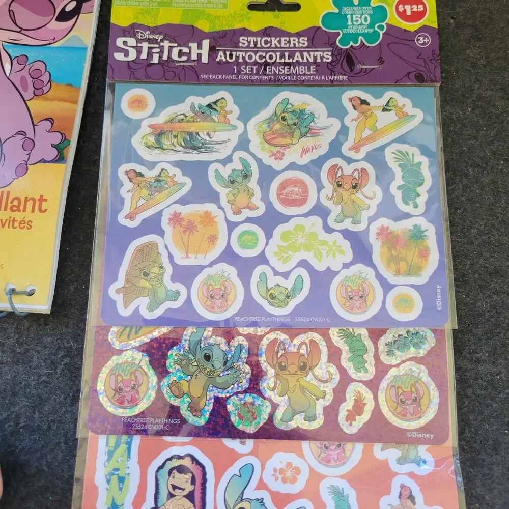 Lot Of 4 Stitch Disney Plush‎ Stuffed Also Stickers And Book